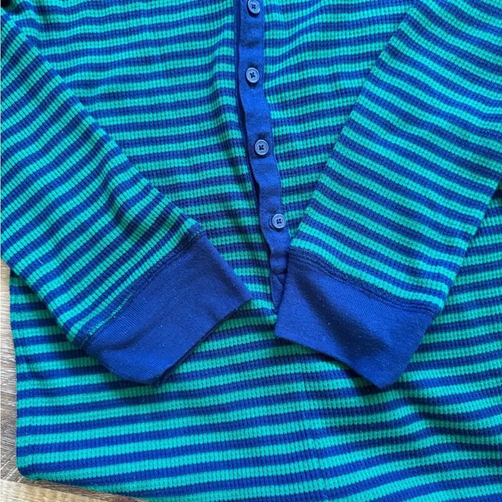 Gap Kids’ One Piece Onesie Pajama Unisex Blue Green Stripes Size 10